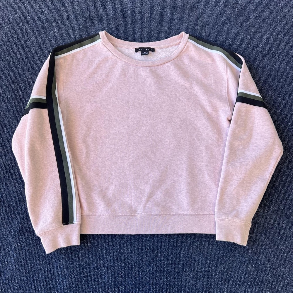 Sanctuary Sweatshirt Womens XS Pink Crewneck Stripe Sleeve Athleisure Pullover